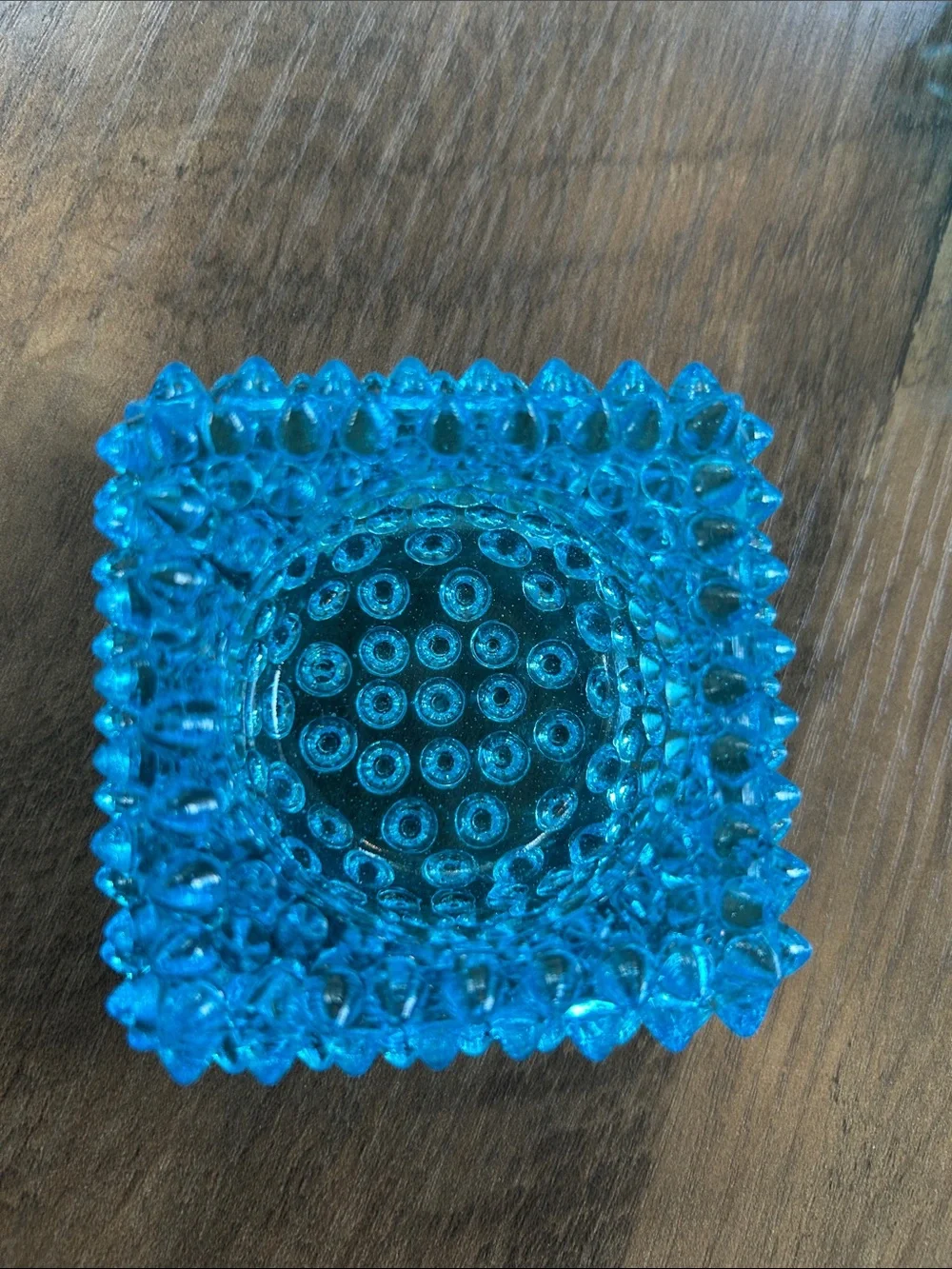 Fenton Blue and Turquoise Hobnail Salt Cellars/Candle Holders (Pair)
